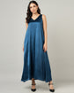 Women's Blue Party Maxi Satin Dress-3082