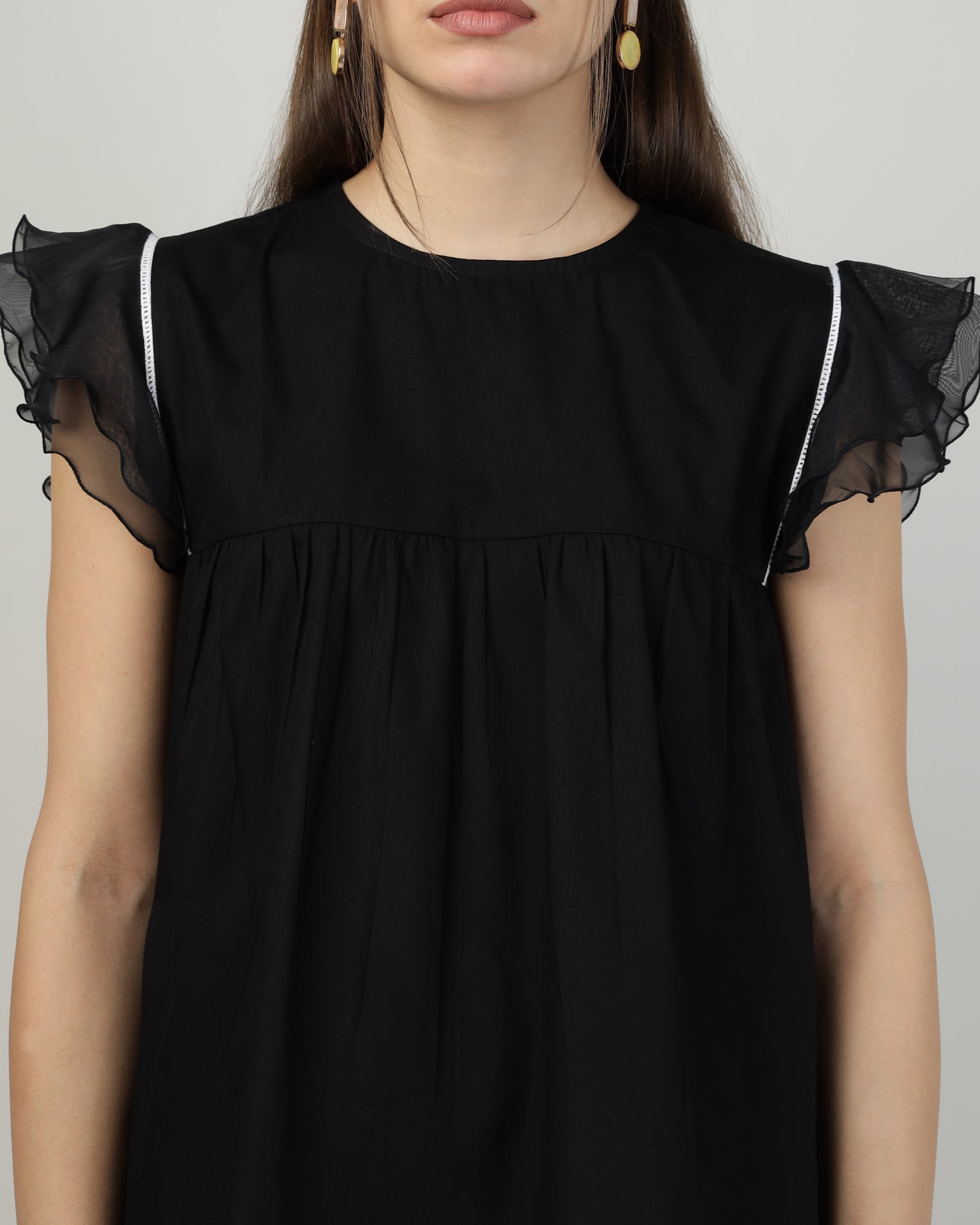 Black Breeze Ruffle Top-2998