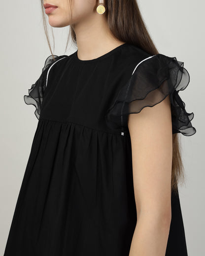 Black Breeze Ruffle Top-2998