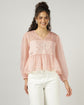 Women's Peach Organza  Embroidered Top with Camisole- 3000